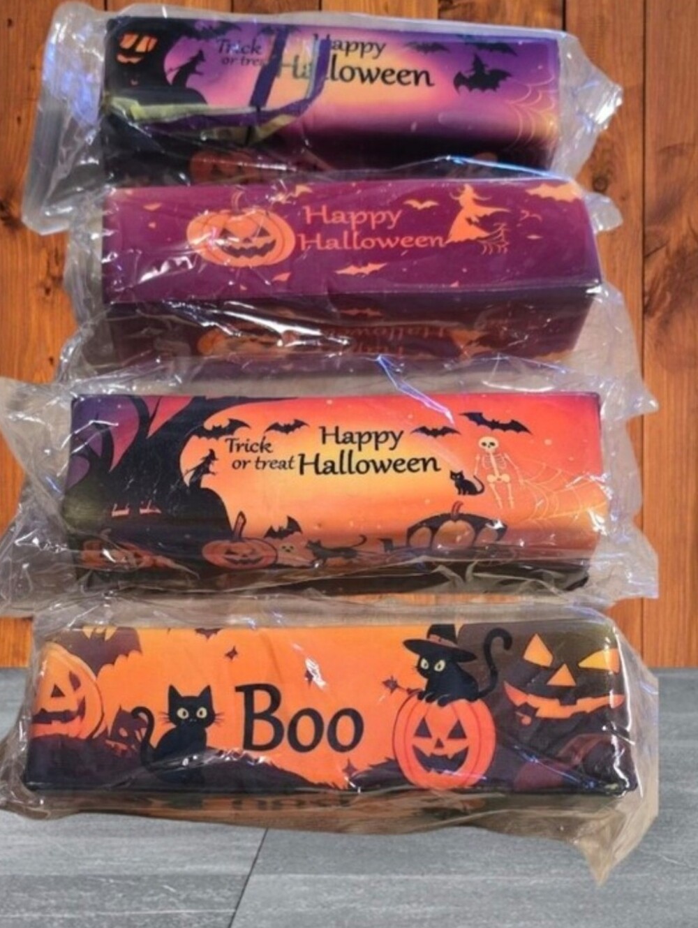 Halloween 'Boo' Napkin & Cutlery Holder - Orange and Purple